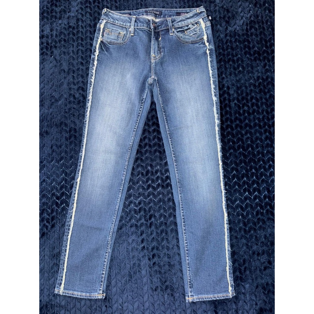 Vigoss The Thompson Tomboy Jeans Frayed Trim Denim Blue Size 26